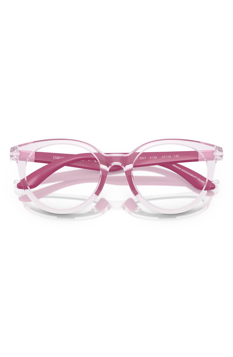 Emporio Armani 45mm Phantos Optical Glasses, Alternate, color, Shiny Pink / Demo Lens
