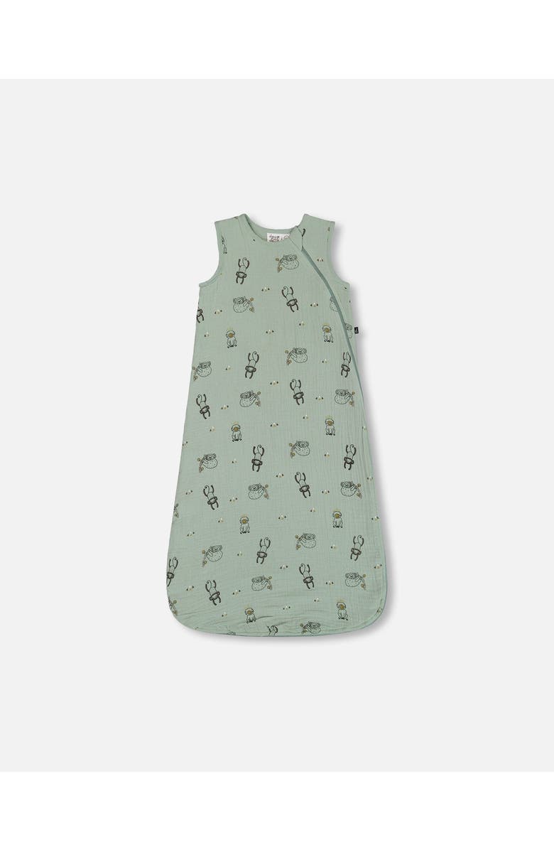 Deux par Deux Baby Boy's Printed Muslin Sleep Sack Sage Monkey, Main, color, Sage Monkey