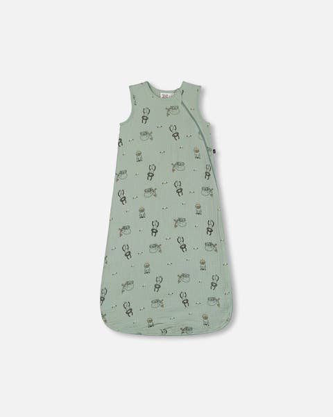 Baby Boy's Printed Muslin Sleep Sack Sage Monkey
