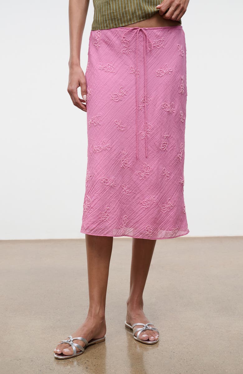 STAUD Lucia Beaded Floral Skirt, Alternate, color, Flirt
