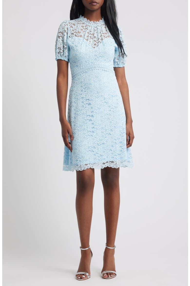 Puff Sleeve Lace Minidress, Main, color, BLUE
