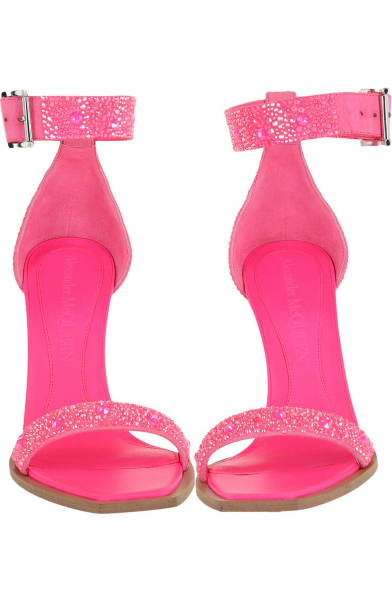 McQueen Crystal Embellished Sandal, Alternate, color, Pink Silver