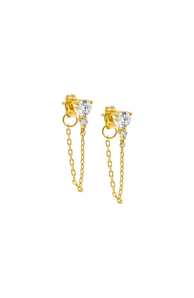 BY ADINA EDEN Double CZ Chain Front Back Stud Earring, Main, color, Gold
