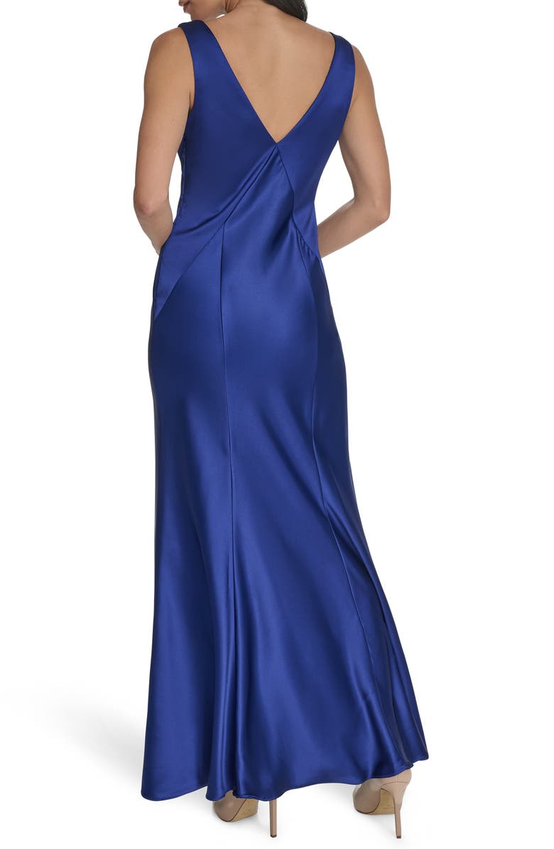 Draped Neck Satin Gown