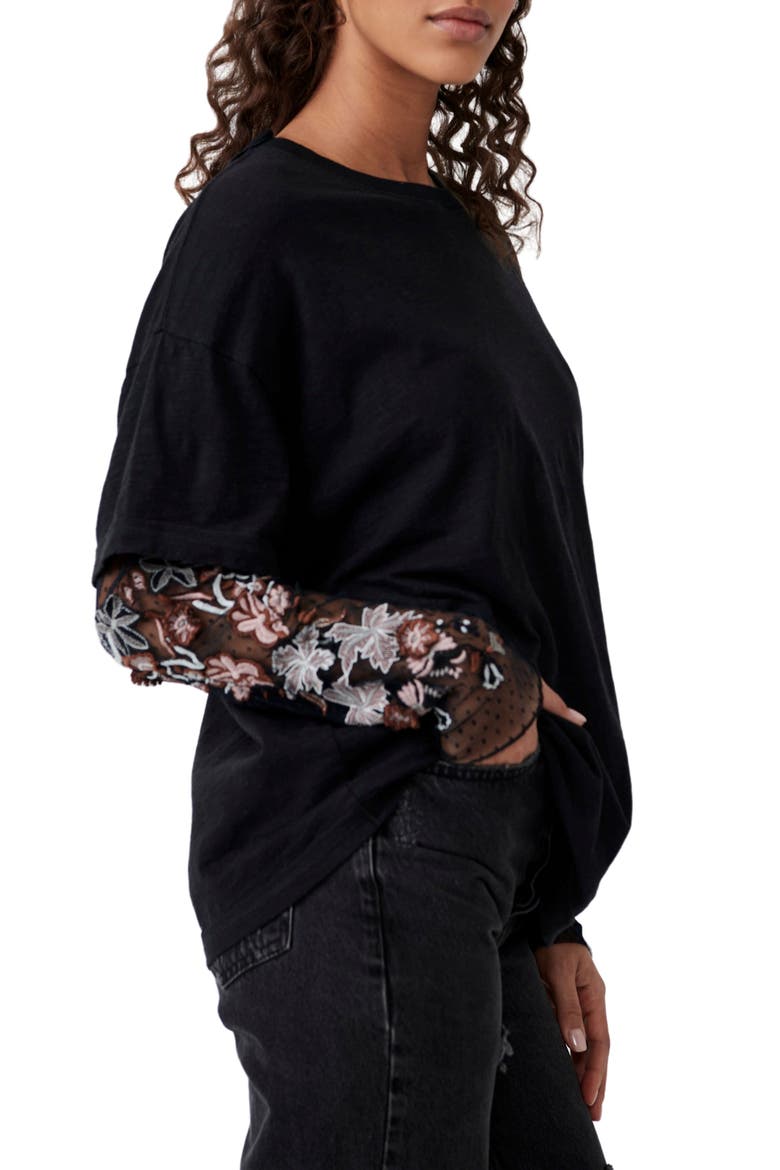 Gardener Embroidered Long Sleeve Top, Alternate, color, BLACK