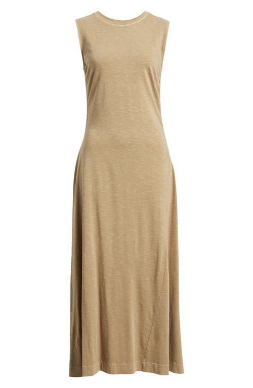 Treasure & Bond Side Ruched Cotton Maxi Dress In Neutral