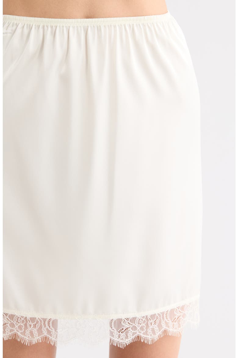 Scalloped Lace Trim Satin Slip Skirt, Alternate, color, IVORY EGRET