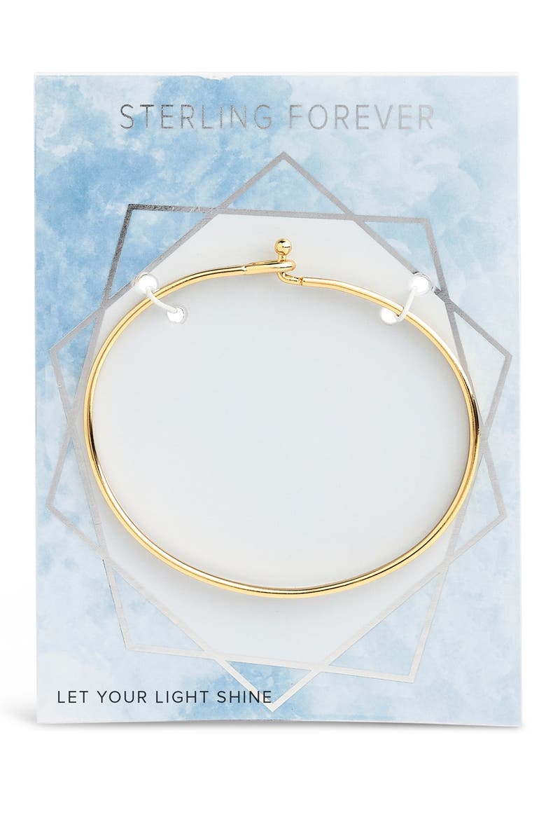 Sterling Forever 14K Yellow Gold Plated Mantra Bangle Bracelet - Let Your Light Shine, Alternate, color, 