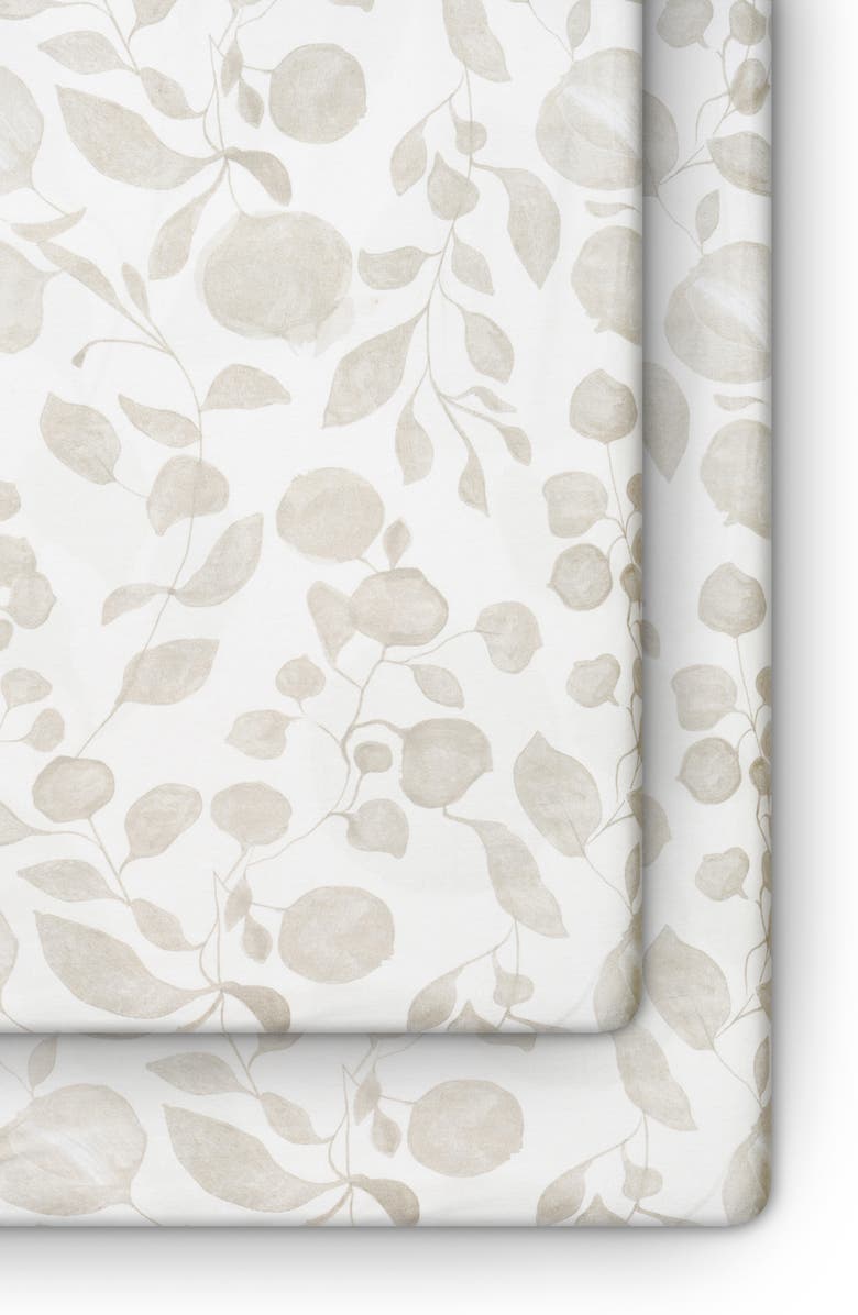 Oilo 2-Pack Fitted Jersey Crib Sheets, Main, color, Tan