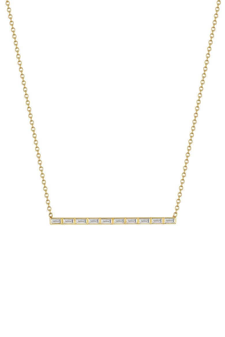 Diamond Baguette Bar Pendant Necklace, Main, color, 14K YELLOW GOLD