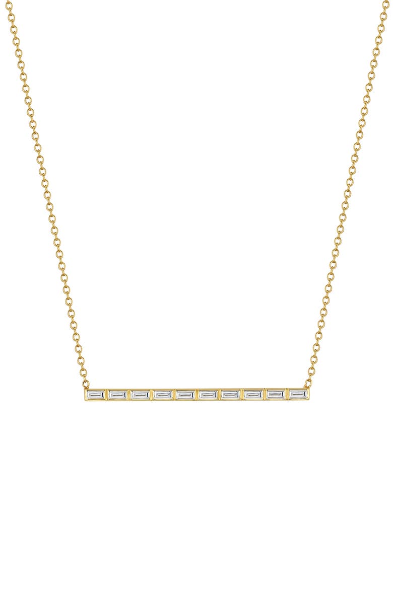 Zoë Chicco Diamond Baguette Bar Pendant Necklace, Main, color, 14K Yellow Gold