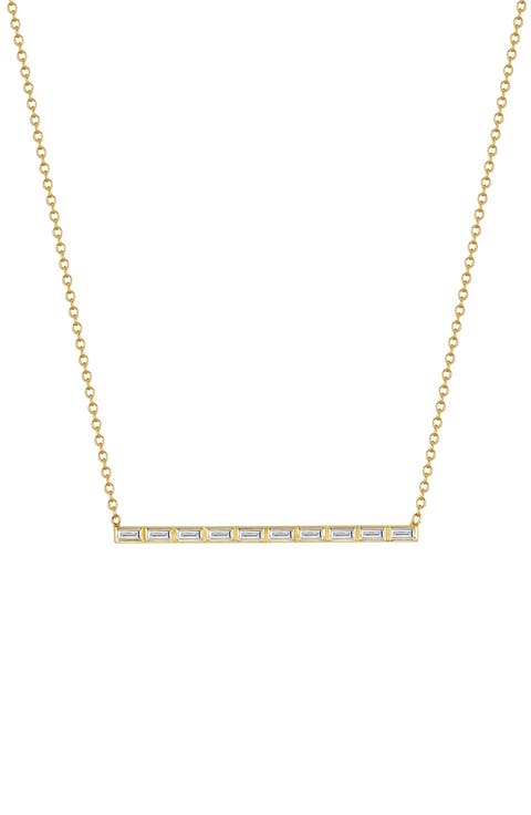 Diamond Baguette Bar Pendant Necklace