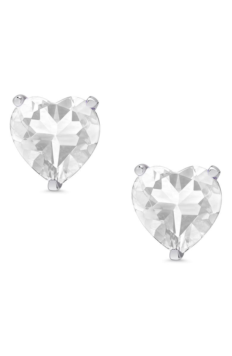 Lily Nily Kids' Cubic Zirconia Heart Stud Earrings, Main, color, White