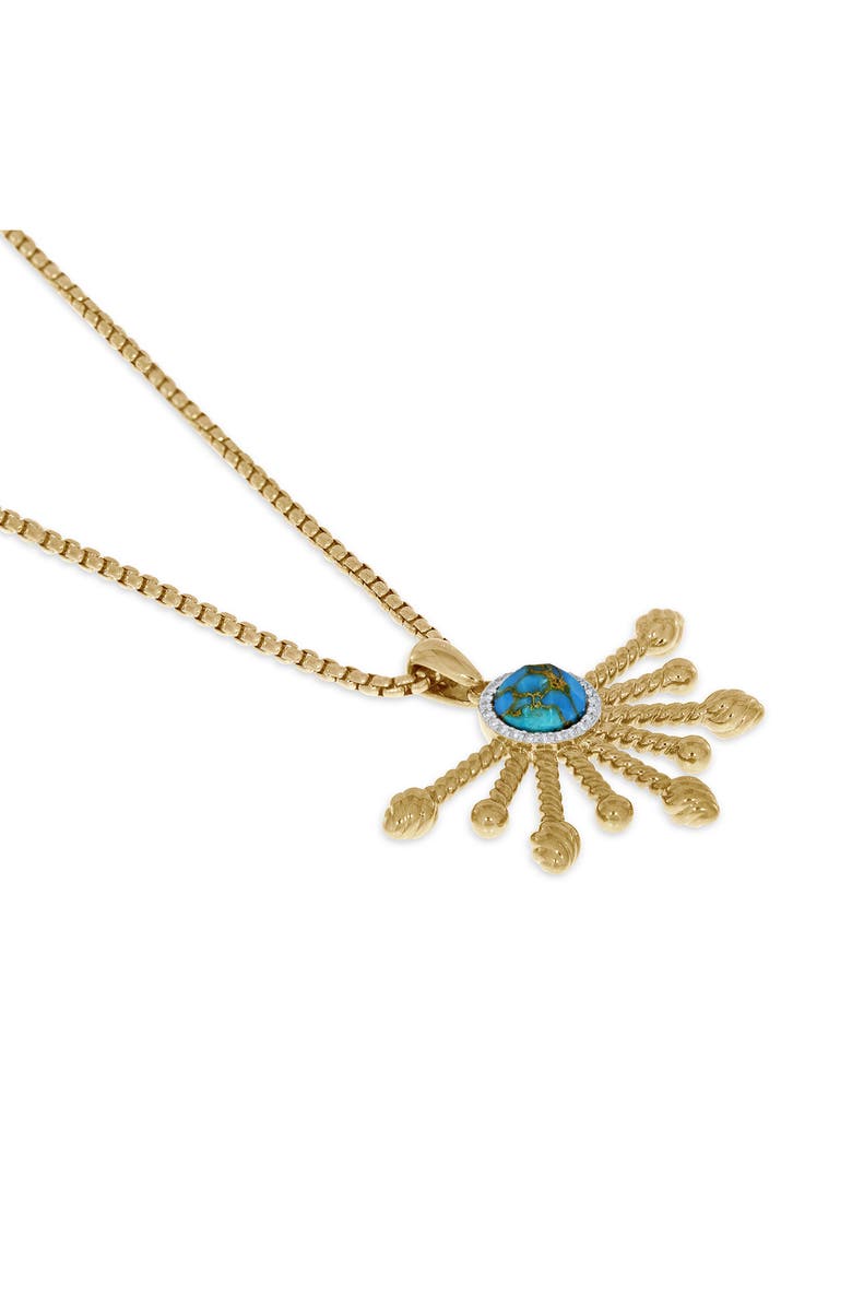 LuvMyJewelry Daybreak 14K Gold Vermeil Turquoise & Diamond Pendant Necklace, Alternate, color,