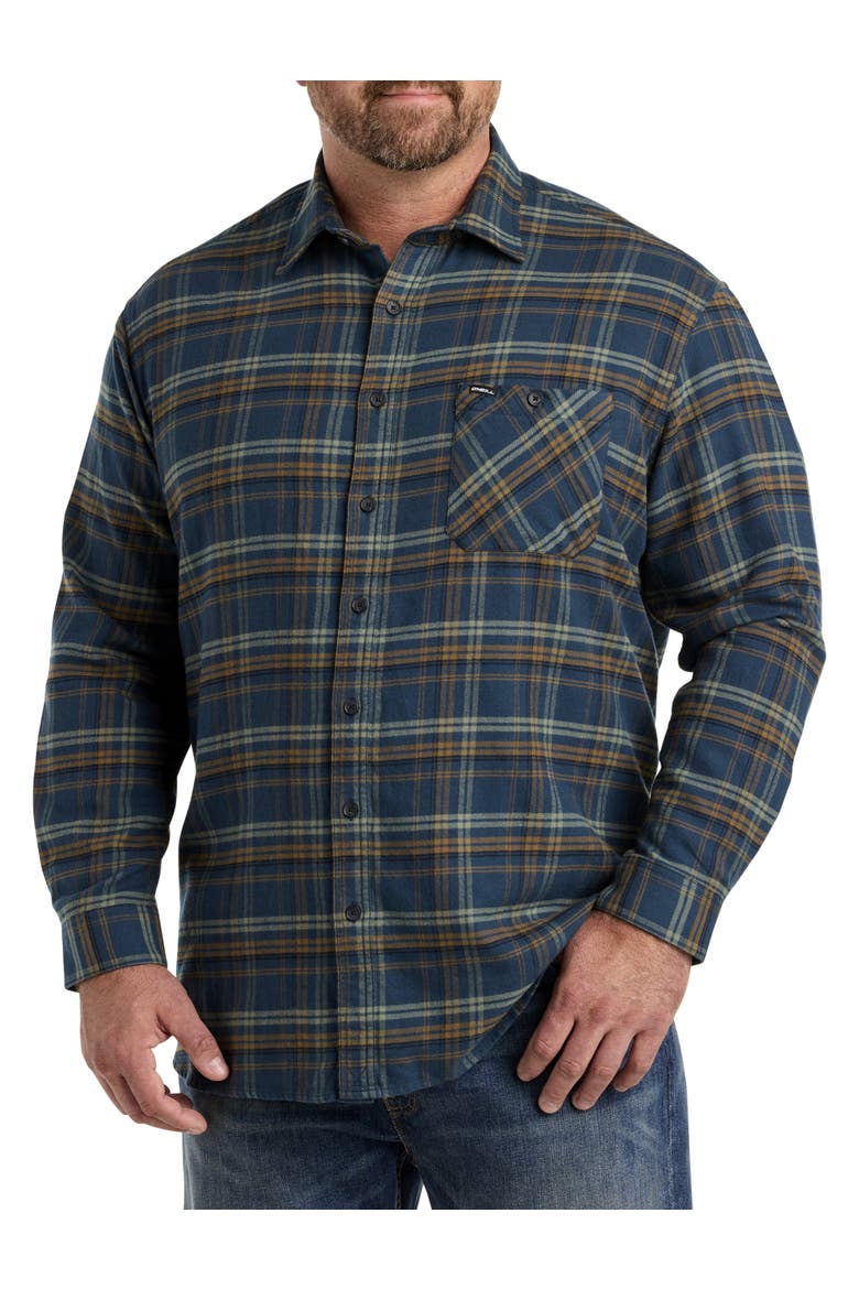 Big & Tall Redmond Plaid Stretch Flannel Sport Shirt, Alternate, color, MIDNIGHT NAVY