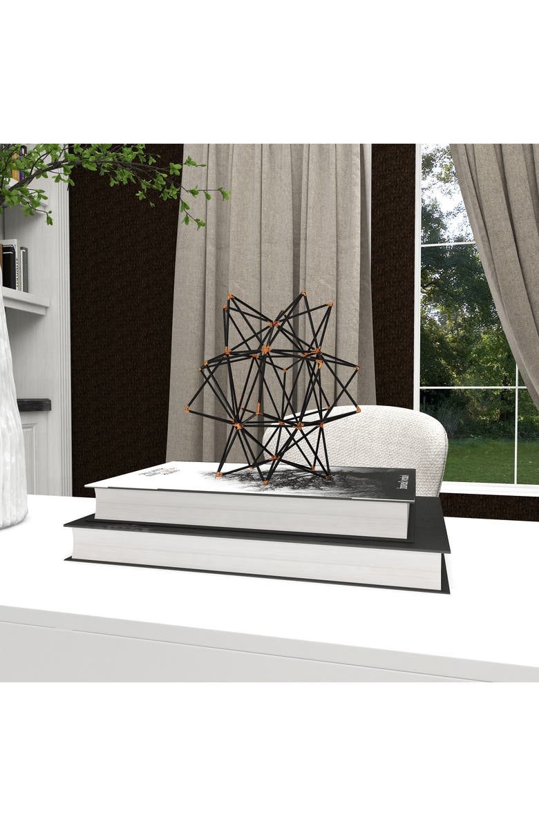 UMA Black Metal Geometric Sculpture with Gold Accents, Alternate, color, Black