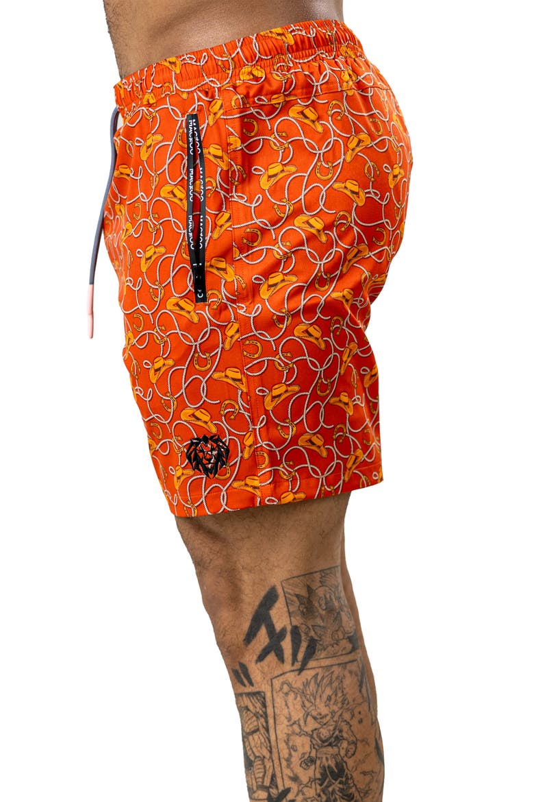 Swim Marthyr Print Swim Trunks, Alternate, color, ORANGE