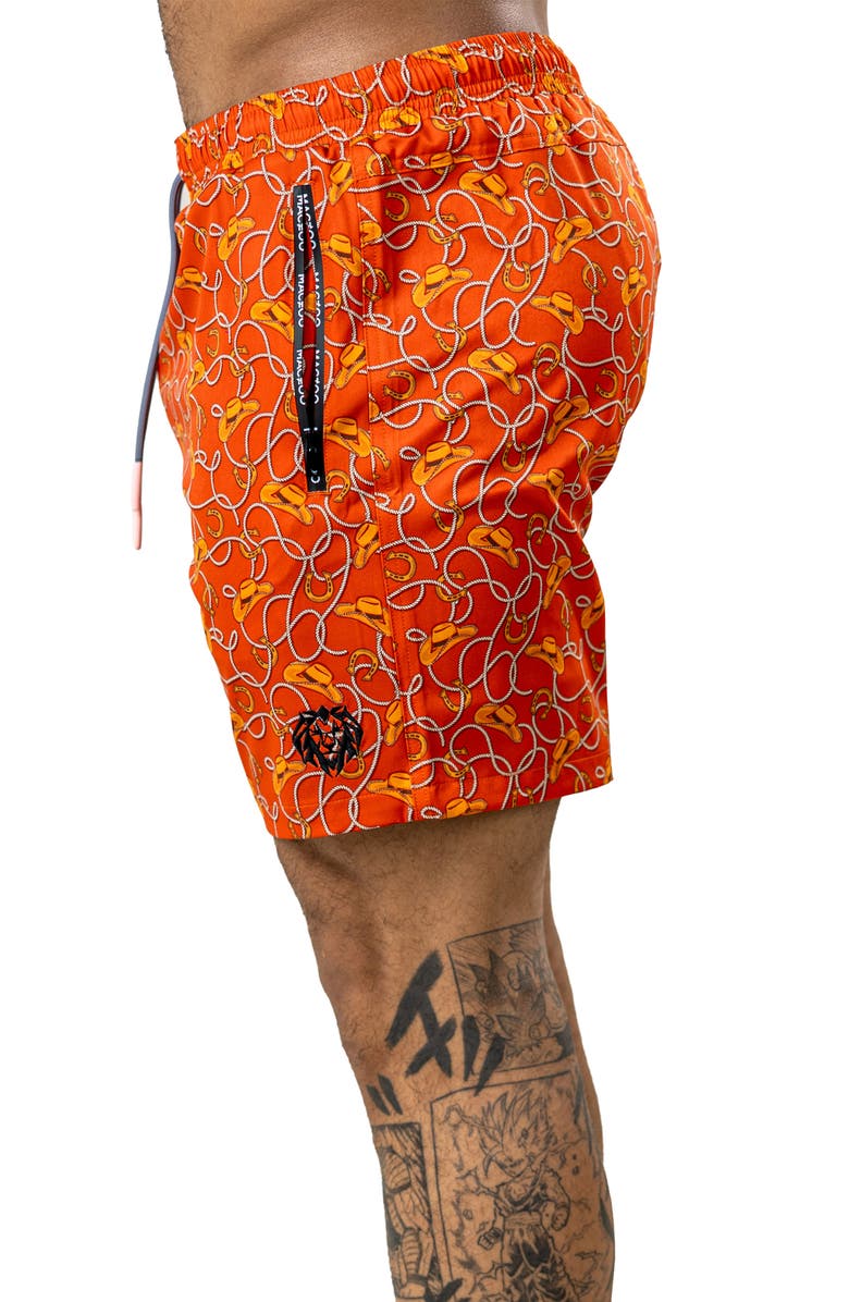 Maceoo Swim Marthyr Print Swim Trunks, Alternate, color, Orange