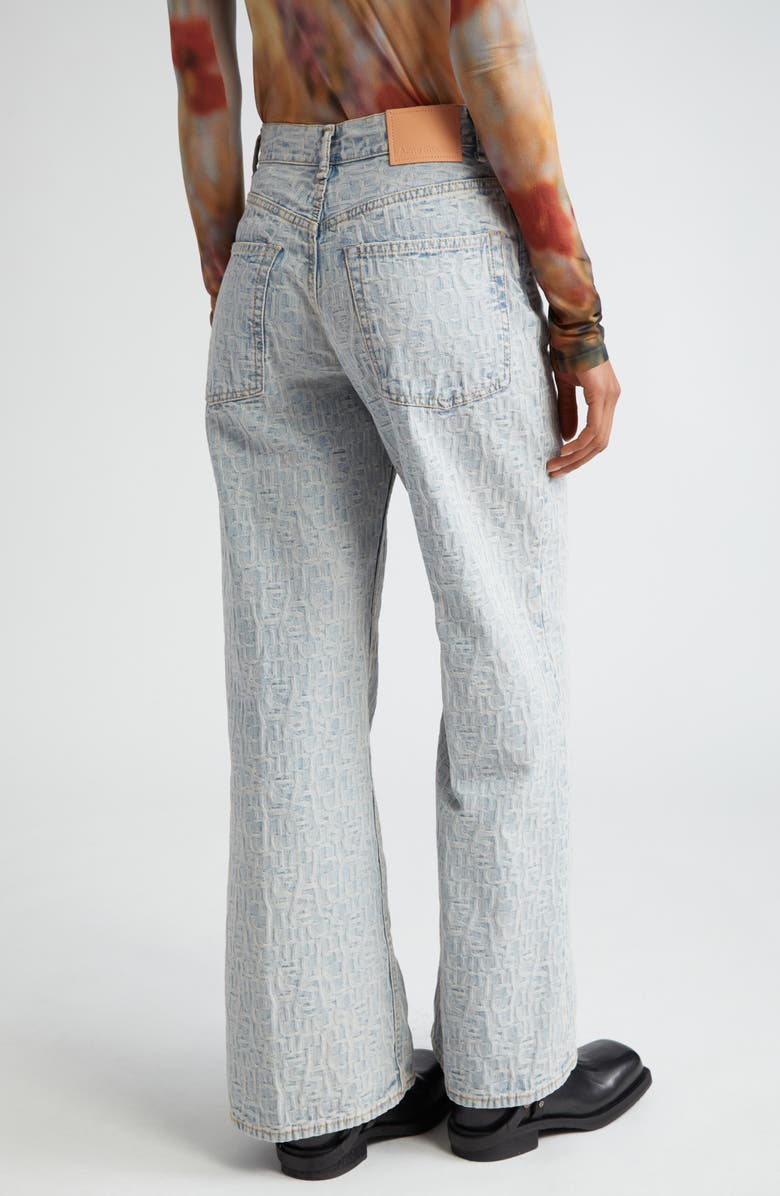 Acne Studios Monogram High Waist Relaxed Fit Jeans, Alternate, color, Blue/ Beige