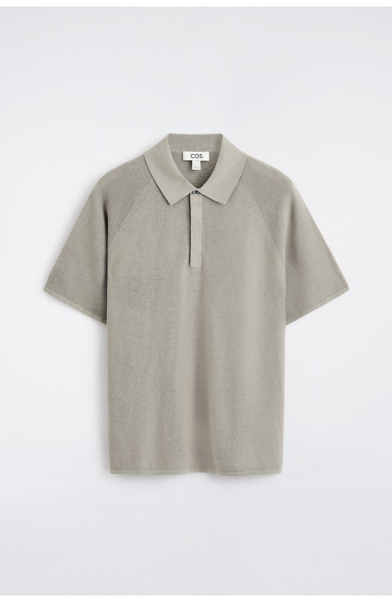 COS Knitted Linen-silk Polo Shirt, Alternate, color, Light Gray