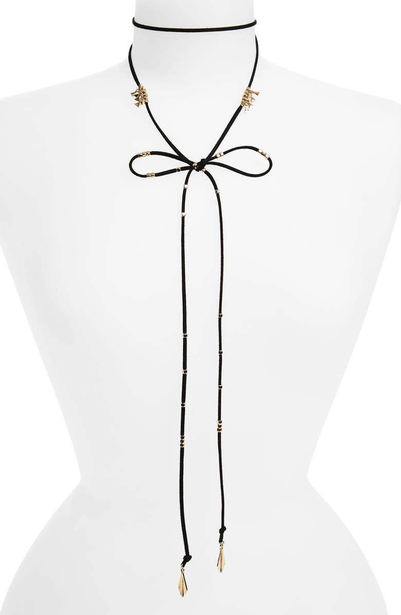 BP. Faux Suede Beaded Wrap Necklace, Main, color, 