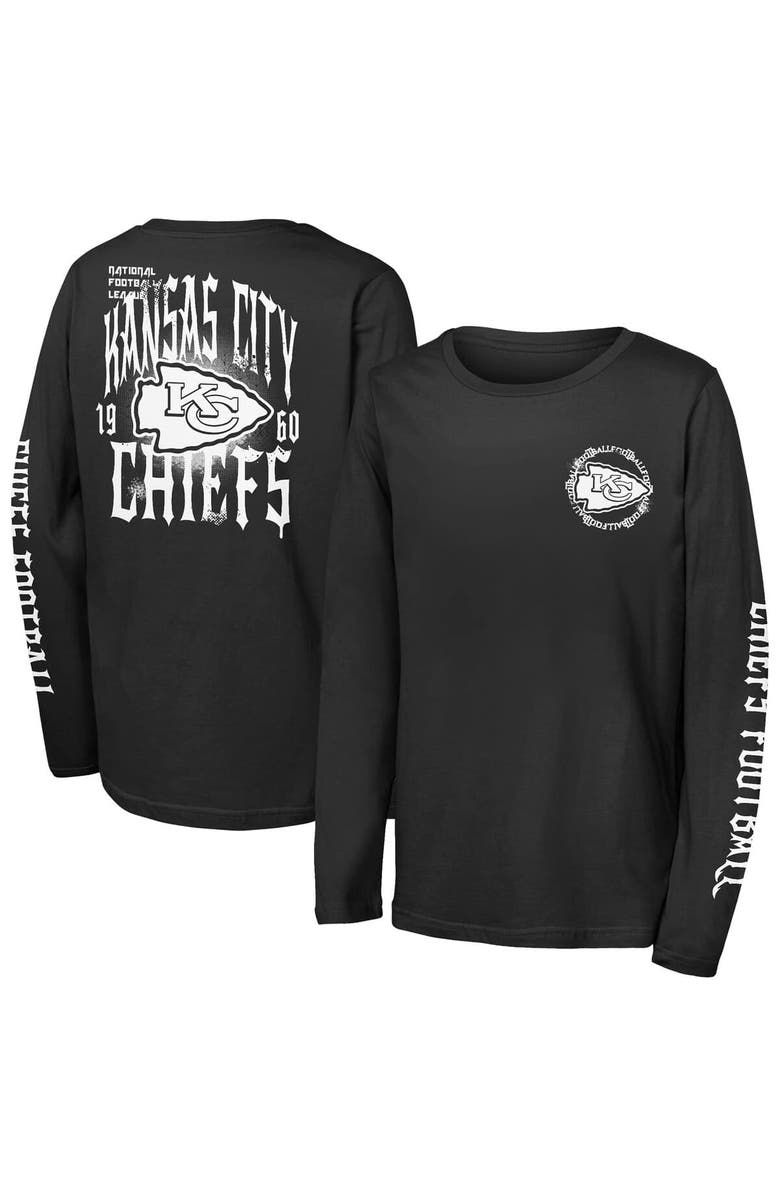Outerstuff Youth Outerstuff Black Kansas City Chiefs Rumble Long Sleeve T-Shirt, Main, color, Black