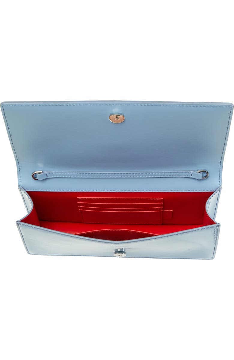Christian Louboutin Bettina Patent Leather Clutch, Alternate, color, Ceruleo/ Silver