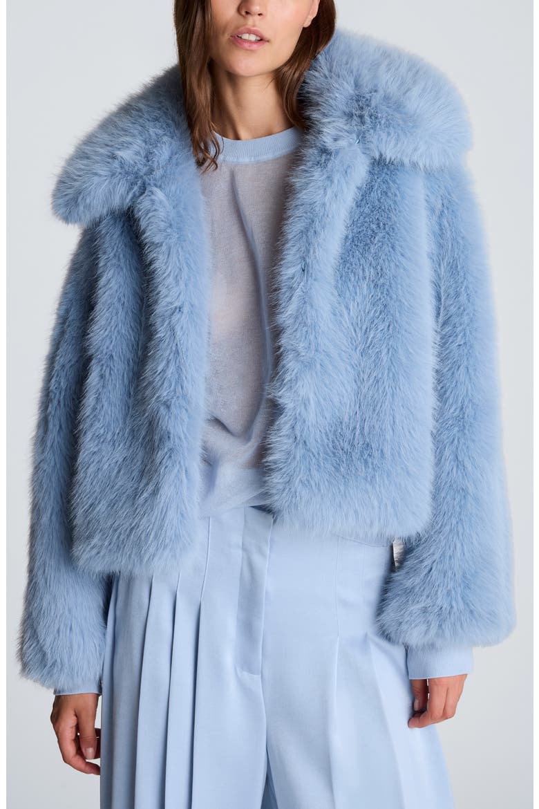 Faux Fur Cropped Jacket, Main, color, SERENE BLUE