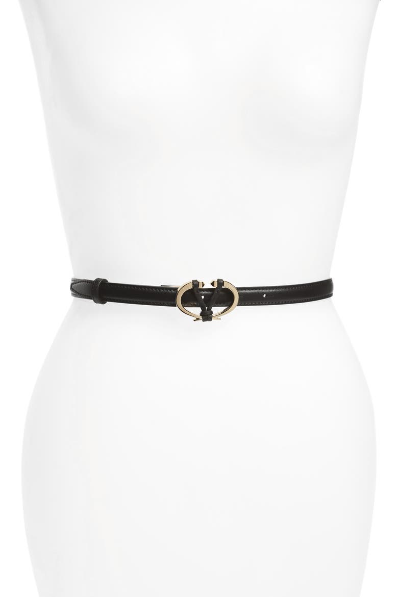 Valentino V Rivet Logo Leather Belt, Main, color, NERO