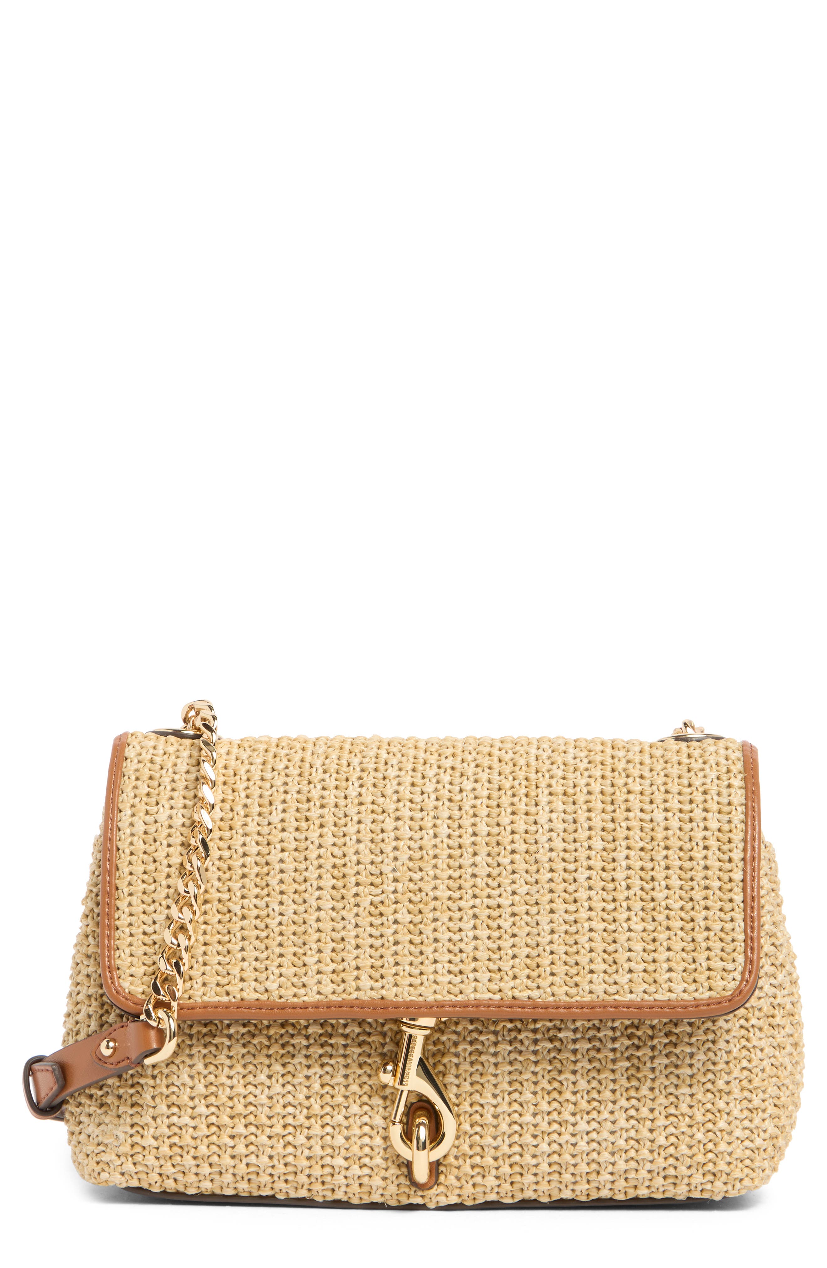 Rebecca Minkoff Edie Straw Crossbody Bag, Main, color, 