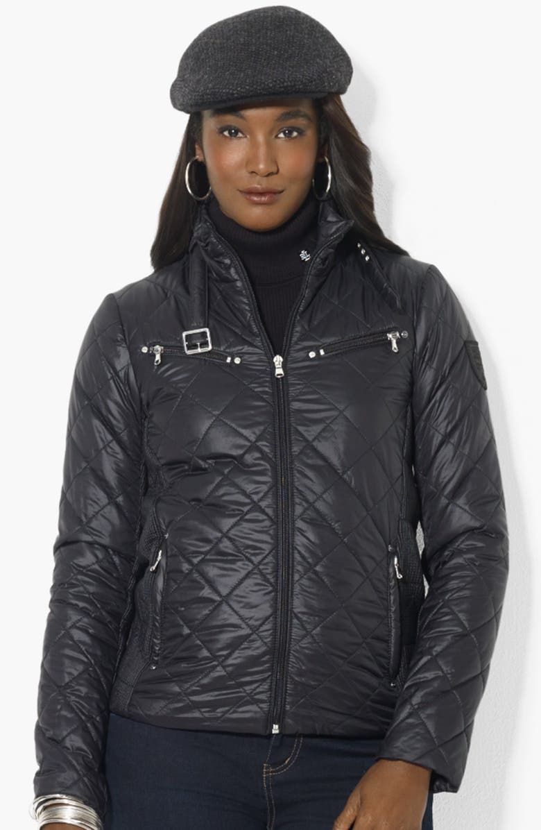Lauren Ralph Lauren Quilted Scuba Jacket, Main, color, Black