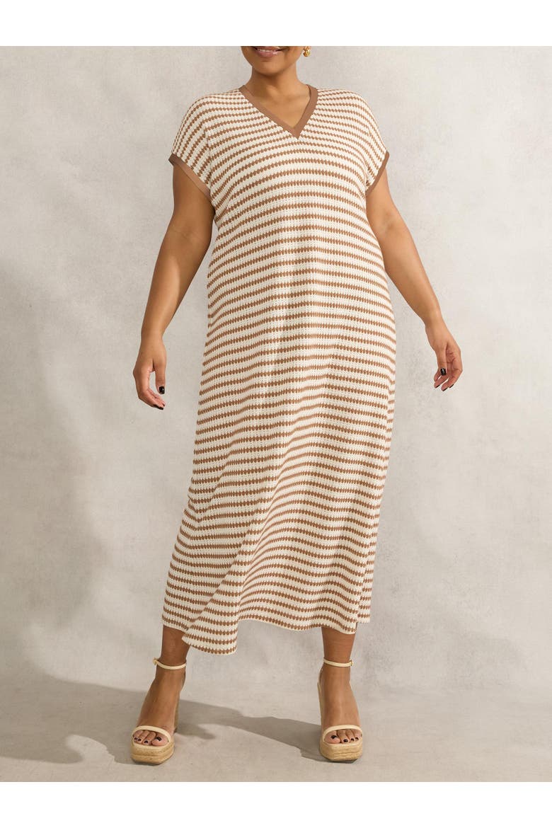 Contrast Stripe Crochet Dress, Alternate, color, Multi / TAN