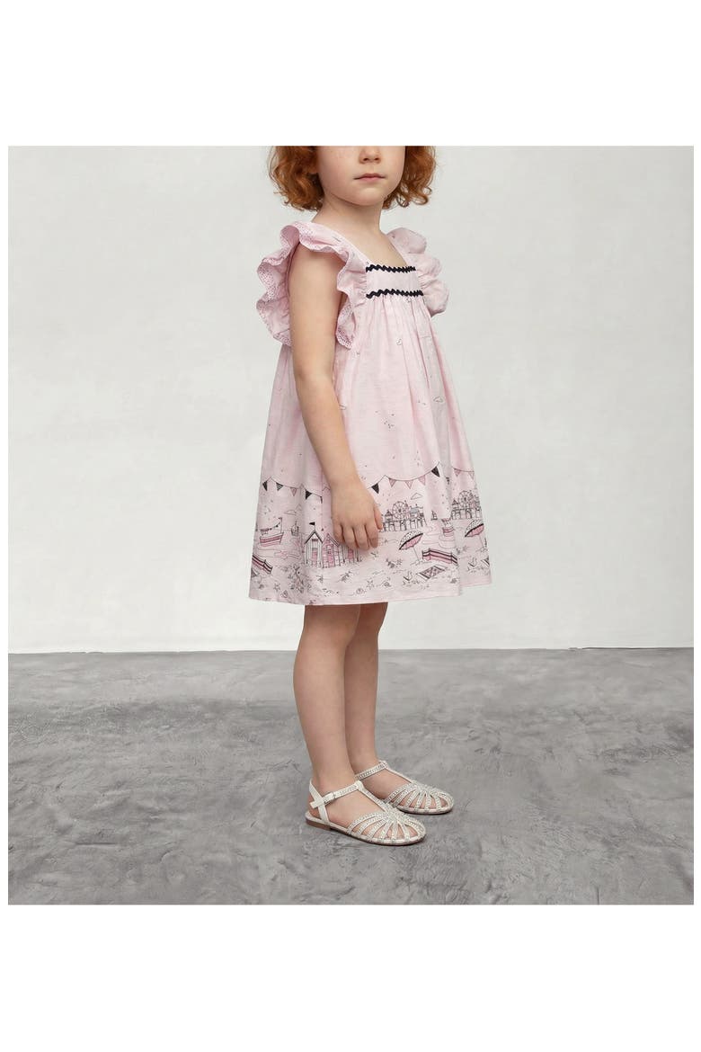 Kids' Beach Border Print Cotton Sundress, Alternate, color, PINK