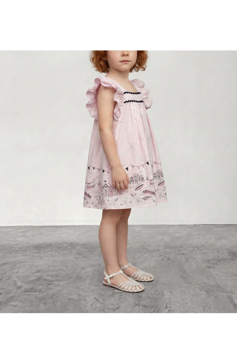Pippa & Julie Kids' Beach Border Print Cotton Sundress, Alternate, color, Pink