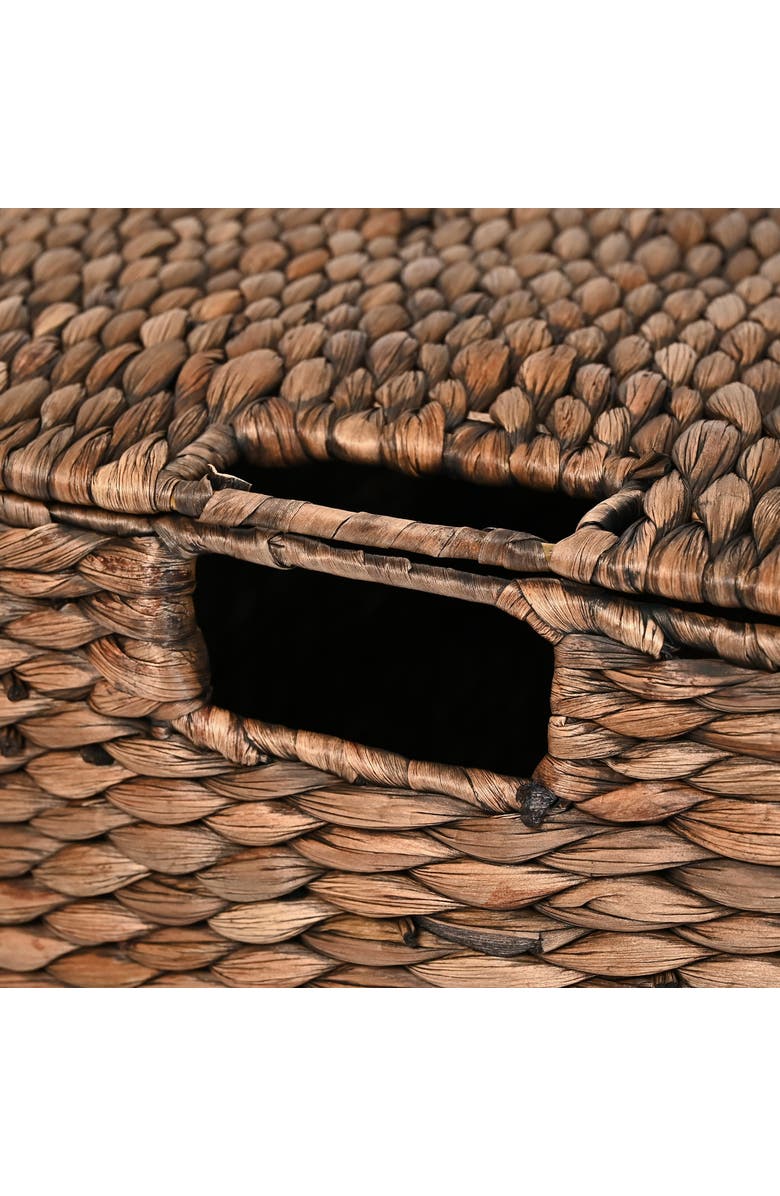 HAPPIMESS Brooks Classic Farmhouse Woven Hyacinth Rectangular Storage Baskets with Lids and Handles,, Alternate, color, Brown