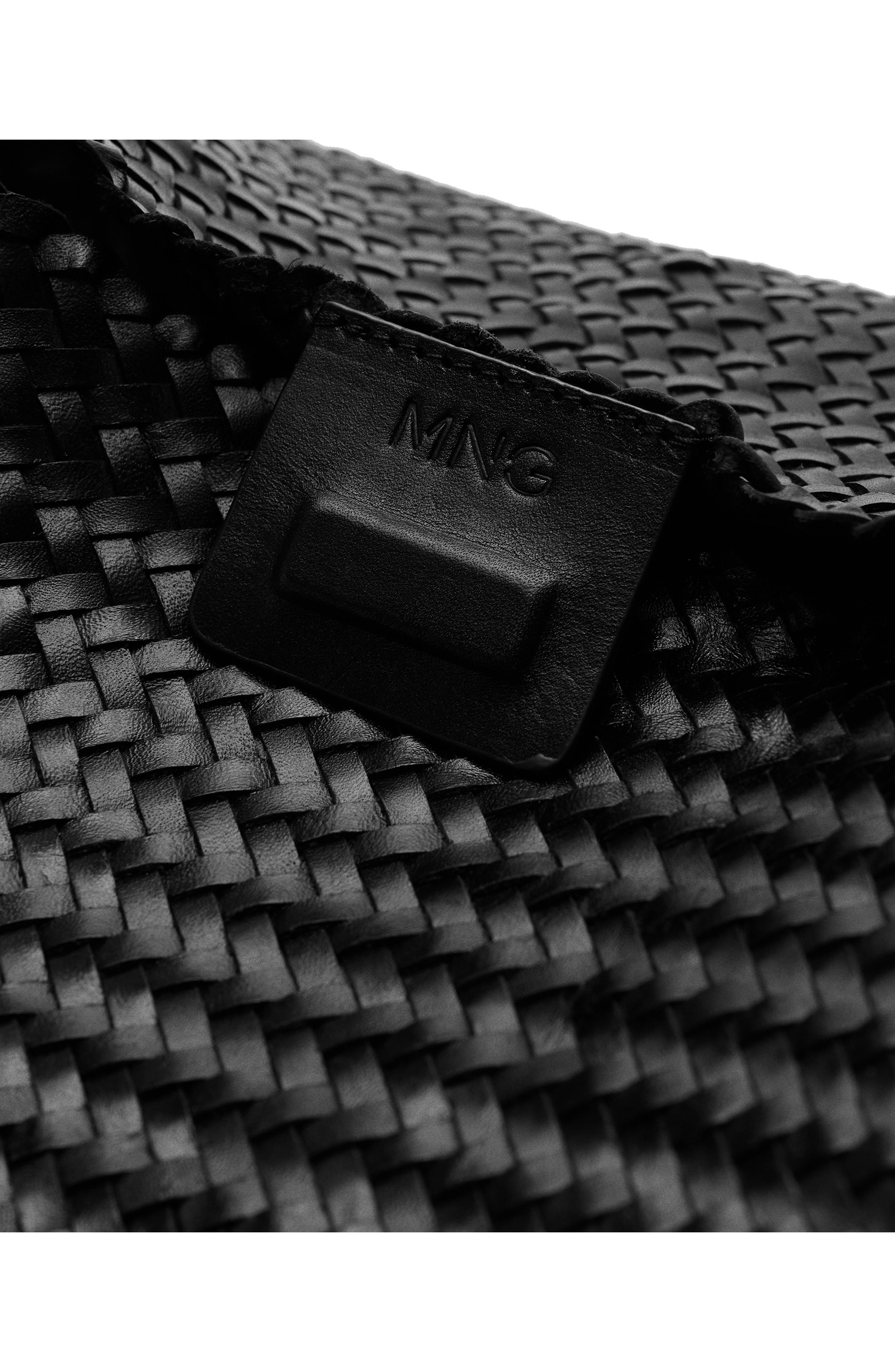 MANGO Medium Braided Leather Bucket Bag, Alternate, color, 