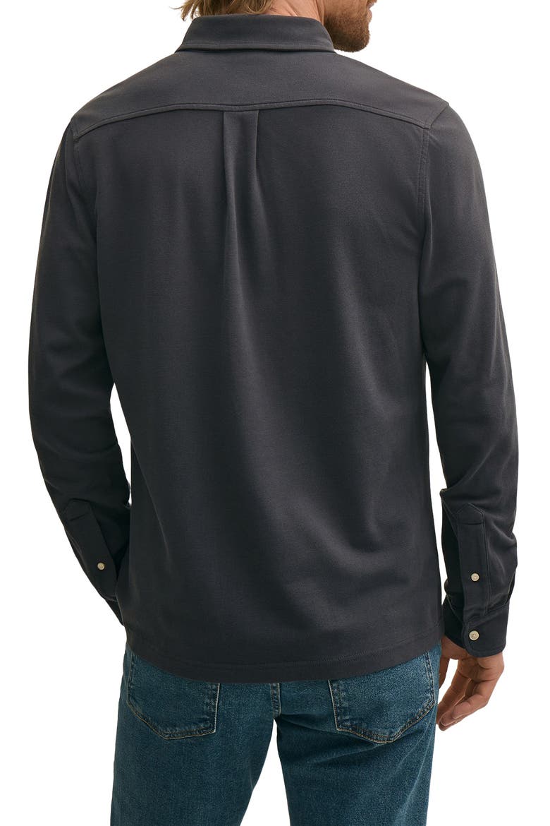 Piqué Pullover Button-Down Shirt, Alternate, color, DARK GRAY BLUE