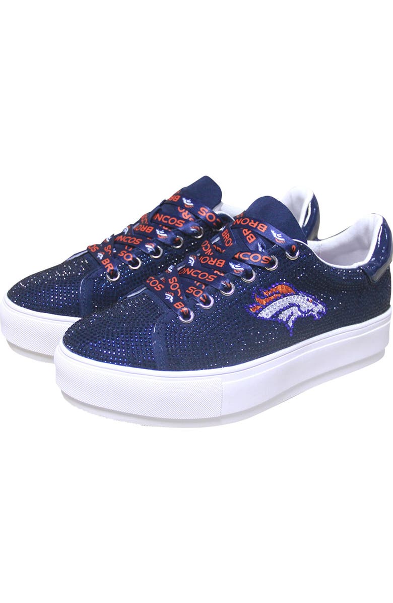 CUCE Women's Cuce Navy Denver Broncos Team Color Crystal Sneakers, Main, color,