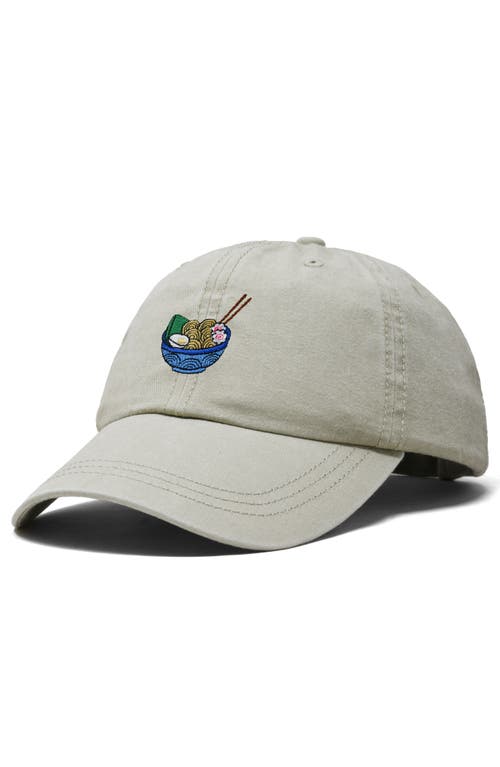 Dalix Noodles Embroidered Casual Cap In Washed Stone White