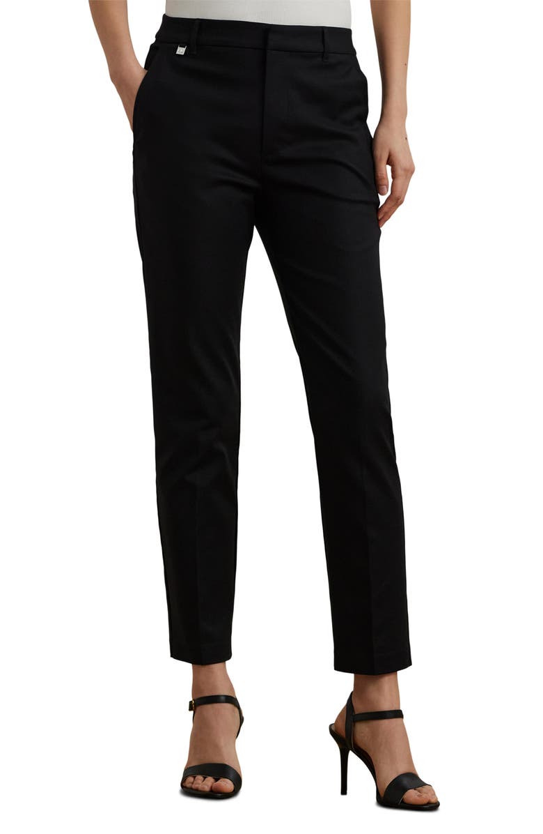 Lauren Ralph Lauren Double Faced Stretch Cotton Pants, Main, color, Polo Black
