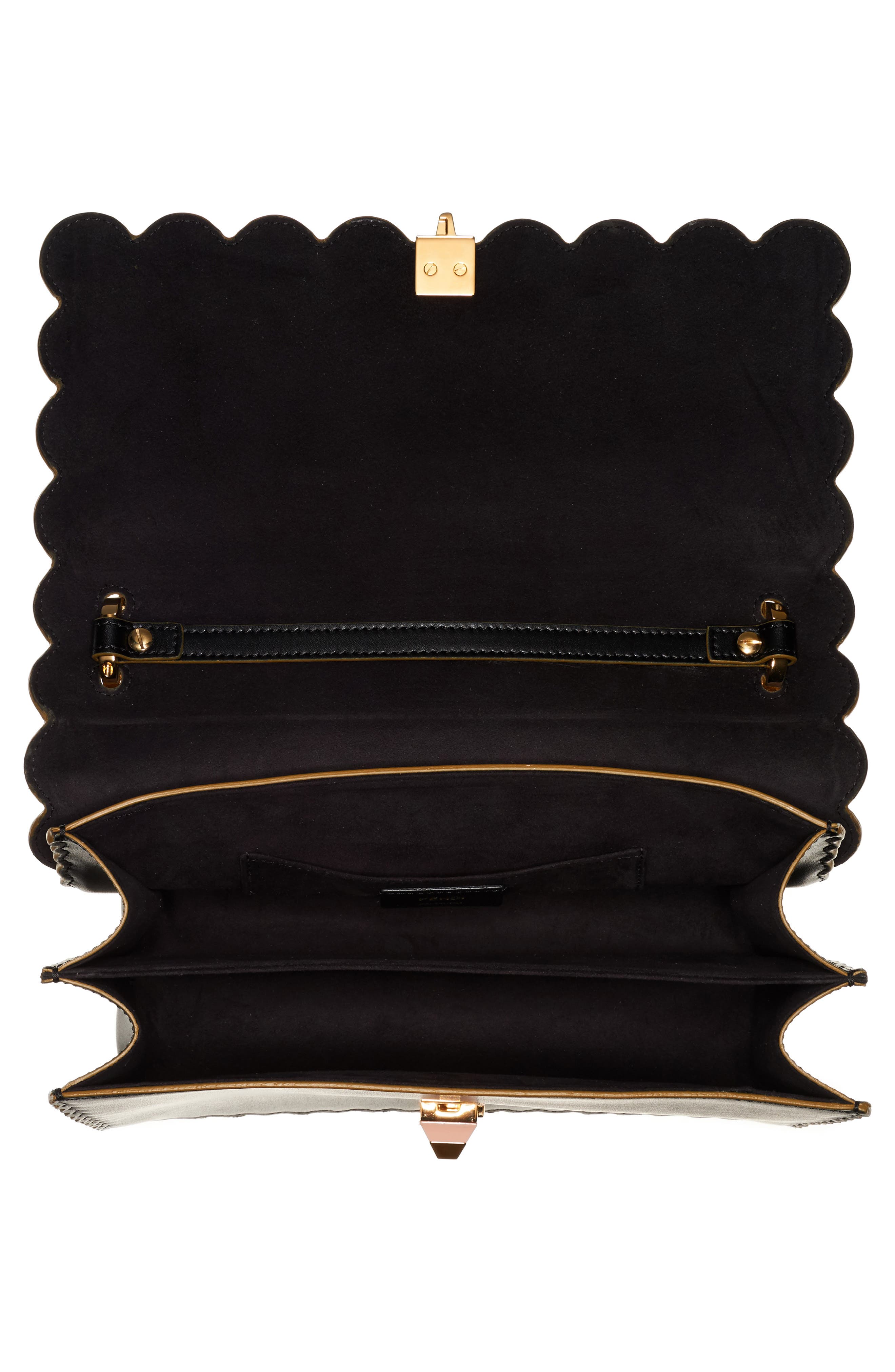 Fendi Kan I Scallop Leather Shoulder Bag, Alternate, color, 