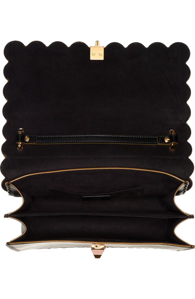 Fendi Kan I Scallop Leather Shoulder Bag, Alternate, color,