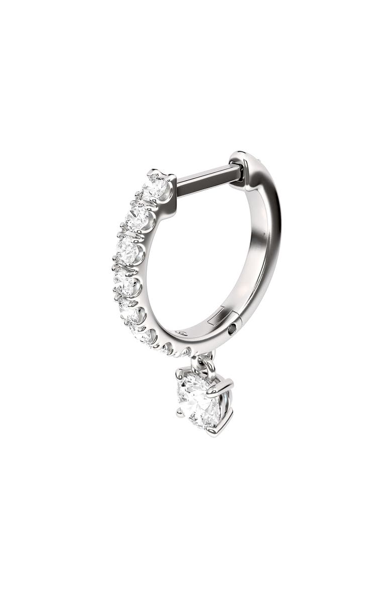 Lab Created Diamond Drop Huggie Hoop Earrings, Alternate, color, 18K WHITE GOLD