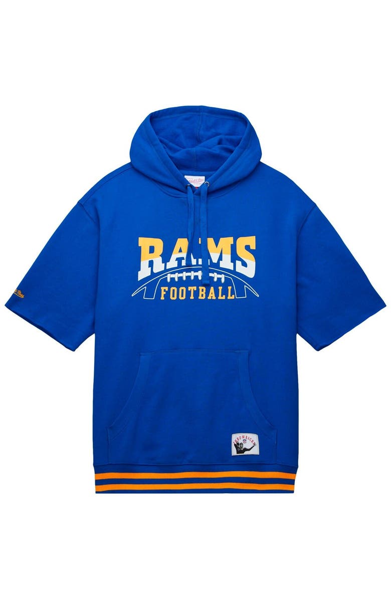 Mitchell & Ness Men's Mitchell & Ness Royal Los Angeles Rams Pre-Game Short Sleeve Pullover Hoodie, Alternate, color, Royal