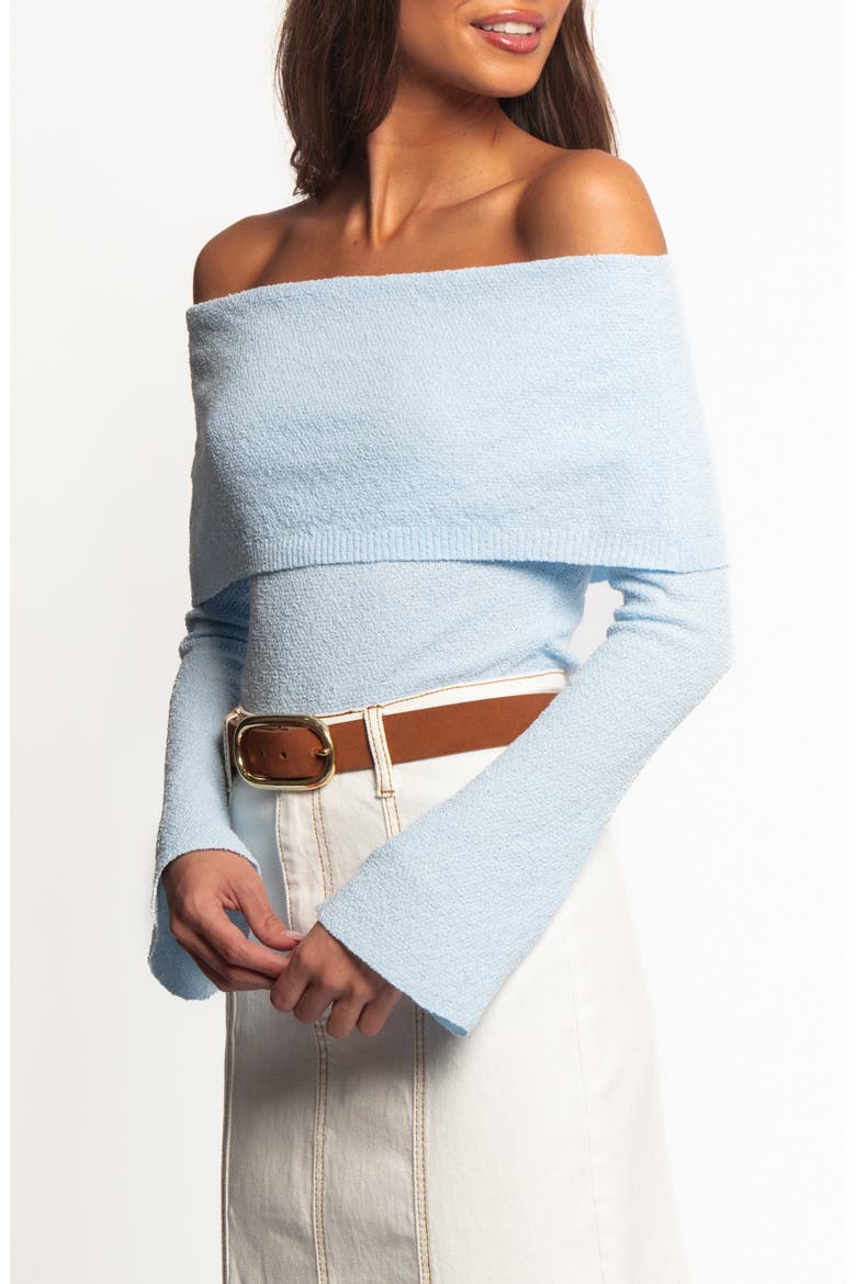 Rory Off the Shoulder Knit Top, Alternate, color, PALE BLUE