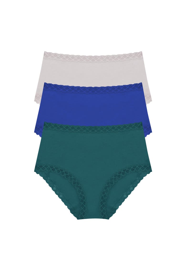 Bliss Cotton Full Brief 3-Pack, Main, color, Luster/Blue Flame/Emerald Blue