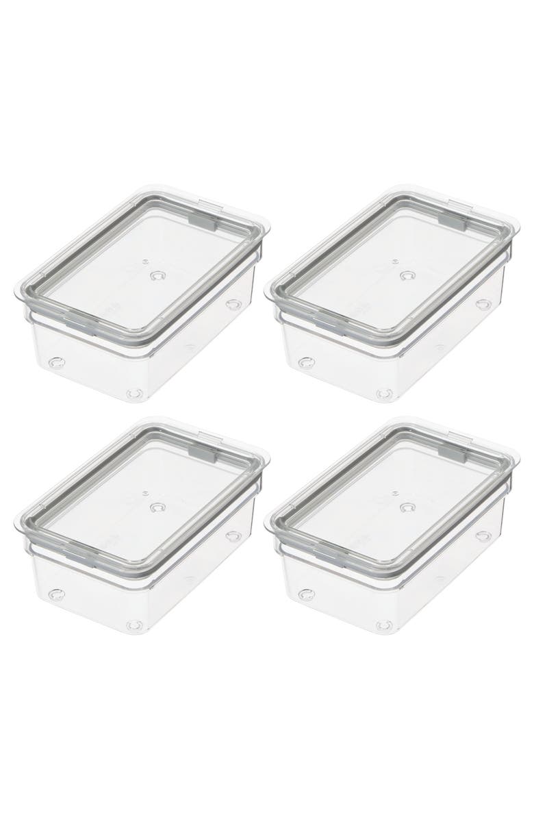 iDesign Medium Food Storage Bin with Airtight Lid - Set of 4 - Clear, Main, color,