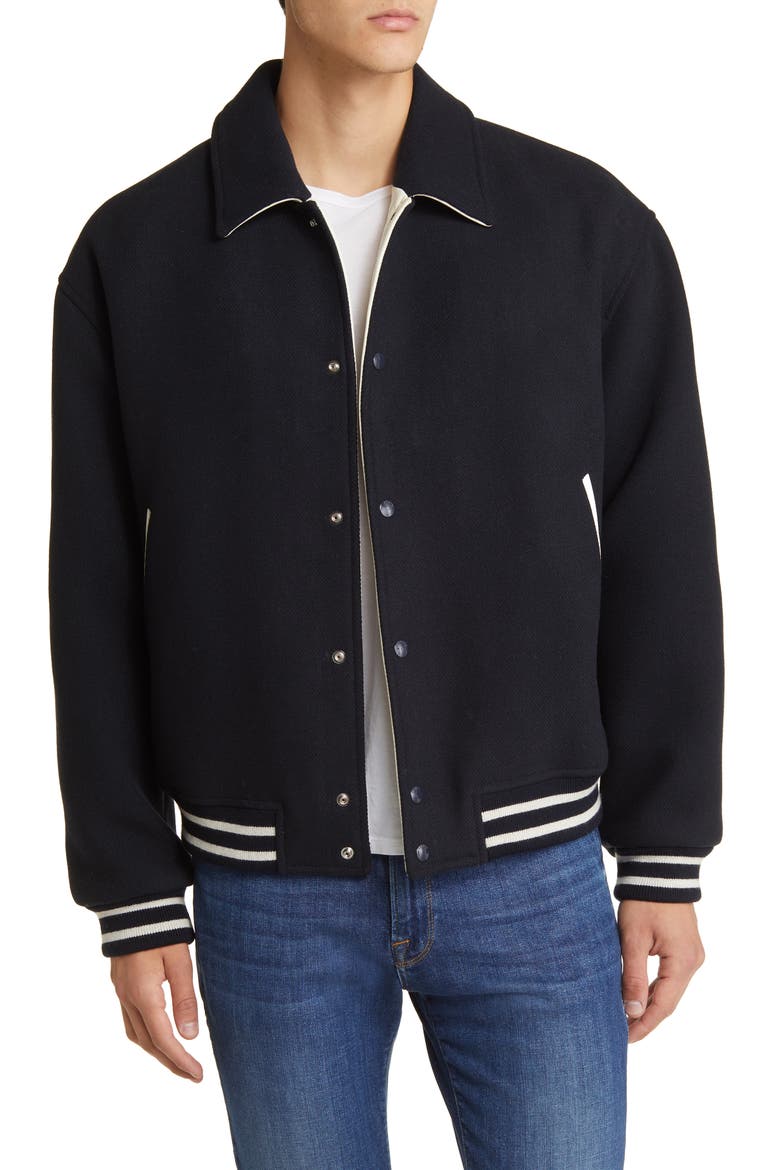Fall Wool Blend Varsity Jacket, Main, color, MIDNIGHT BLUE
