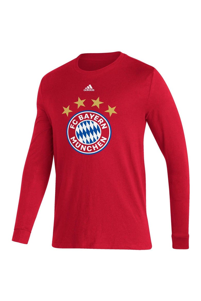 Men's adidas Red Bayern Munich Primary Logo Amplifier Long Sleeve T-Shirt, Alternate, color, Red