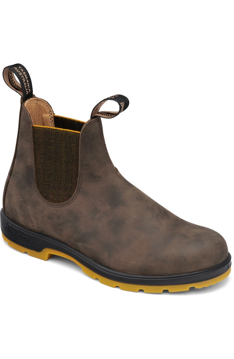 Blundstone Footwear Classics Water Resistant Chelsea Boot, Main, color, Rustic Brown/ Mustard